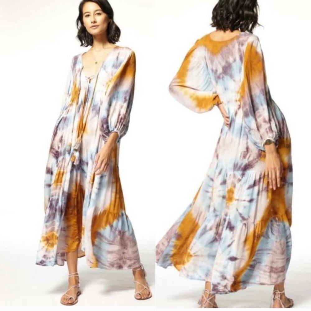 YOUNG FABULOUS BROKE NWT TIREDBOHO TIE DYE DAWN MAXI DRESS VENUS WASH XS